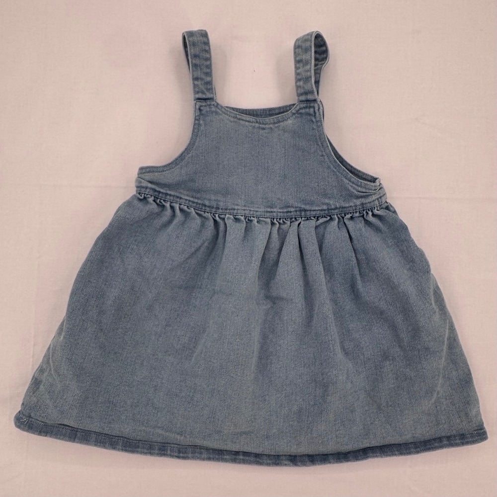 Disney Junior Minnie Mouse Girls Denim Jumper Dress Sz 3T Light Wash Soft Cotton - Picture 4 of 6